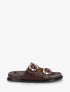 Mules plates en simili à double boucles - Marron - 1