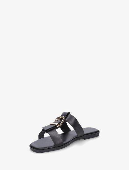 Nu-pieds en simili à boucle décorative - Noir - 3
