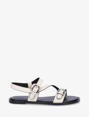 Sandales plates à double boucles en simili - Beige - 1