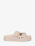 Claquettes en suédine à perles et clous - Beige - 1