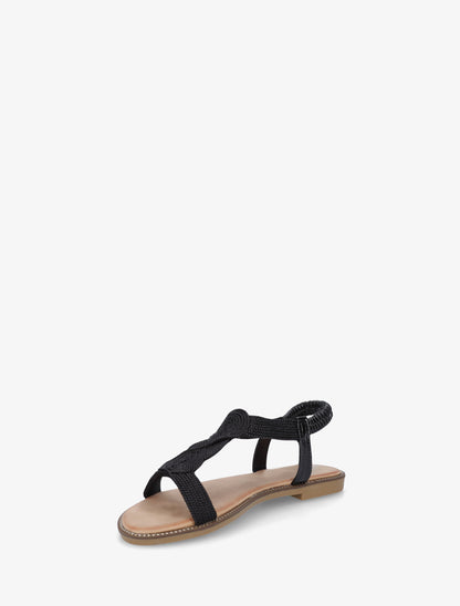 Nu-pieds tressés à cheville élastiquée - Noir - 3