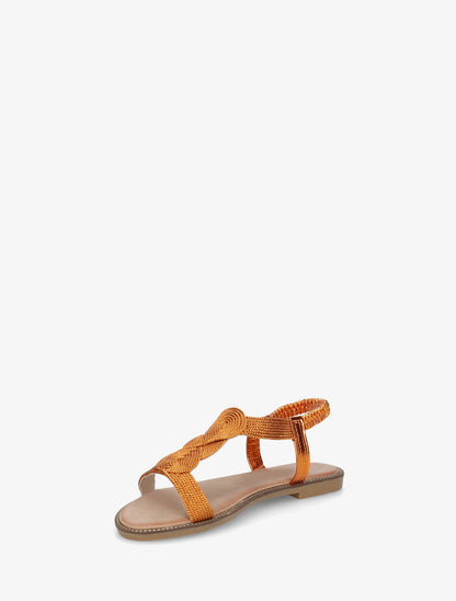 Nu-pieds tressés à cheville élastiquée - Orange - 3