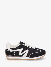 Sneakers à empiècement nubuck - Noir - 1