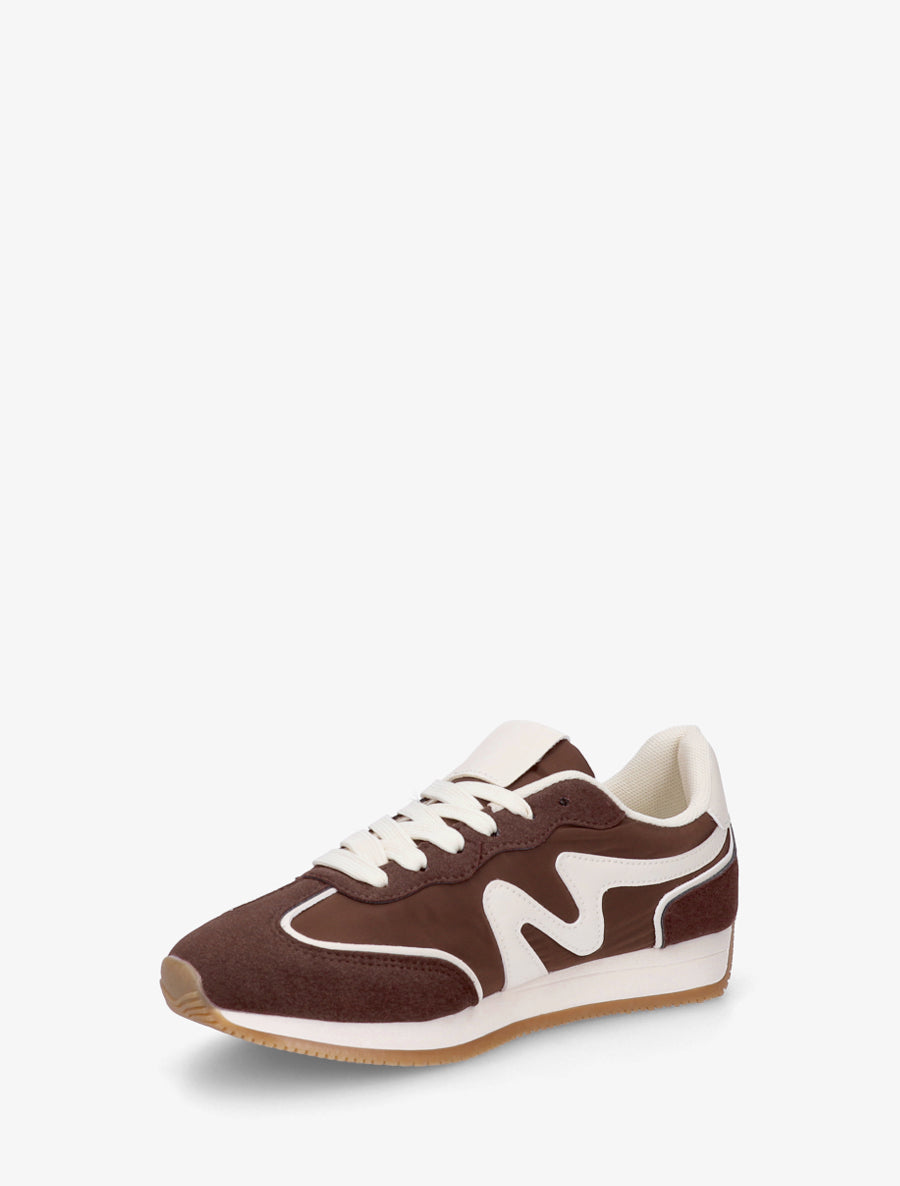 Sneakers à empiècement nubuck - Marron - 3