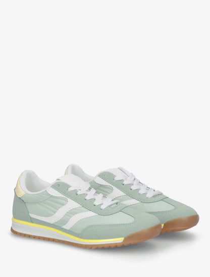 Klassieke sneakers met gekartelde strepen - Amandelgroen