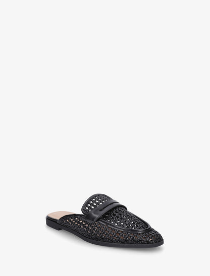 Mules style mocassin effet tressé - Noir - 2