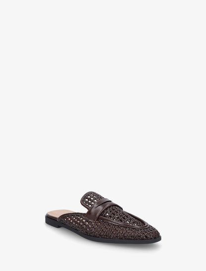 Mules style mocassin effet tressé - Marron - 2