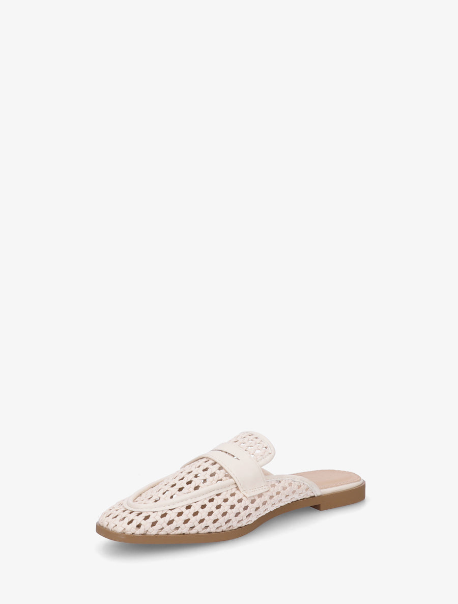 Mules style mocassin effet tressé - Beige - 3