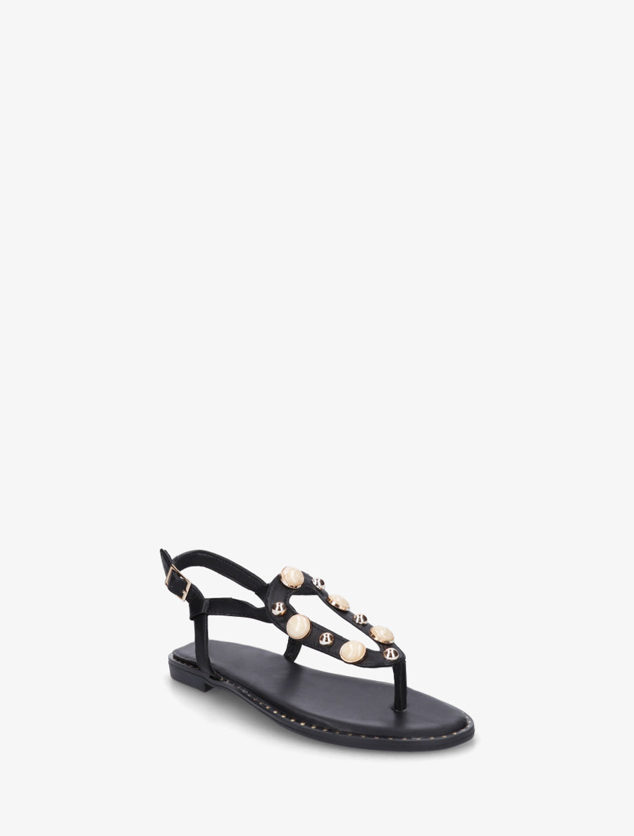 Nu-pieds à clous et bijoux marbrés - Noir - 2