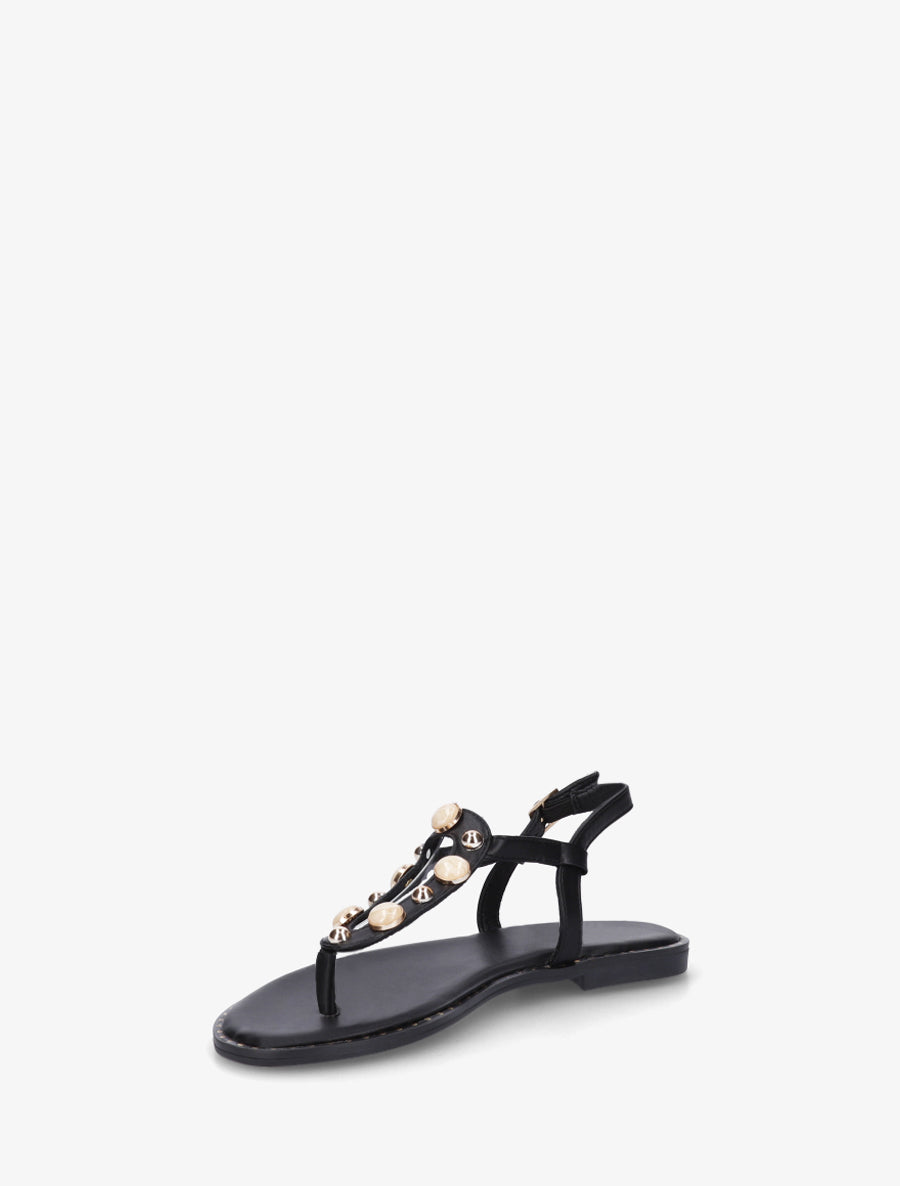 Nu-pieds à clous et bijoux marbrés - Noir - 3