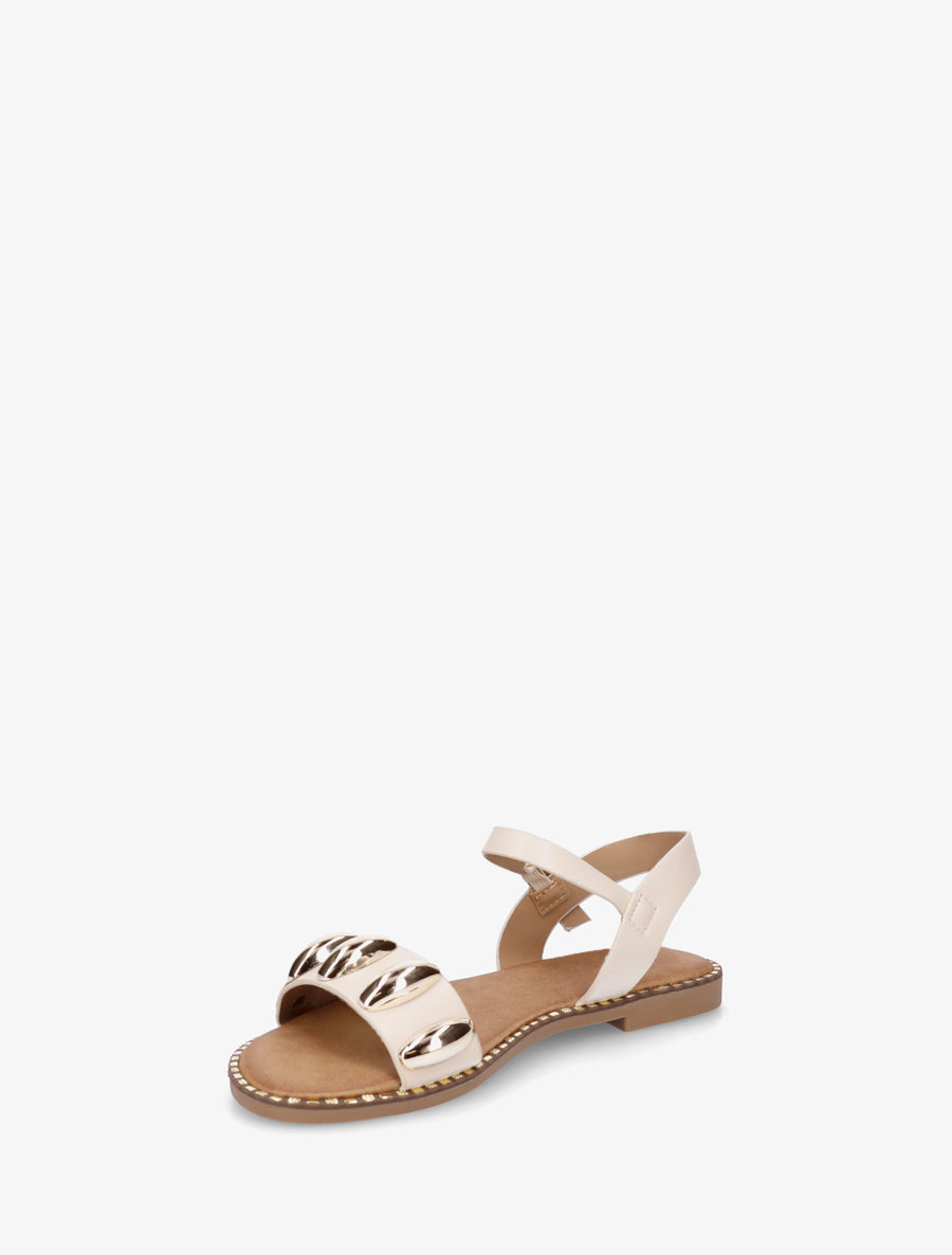 Nu-pieds en simili à bijoux ovales - Beige - 3