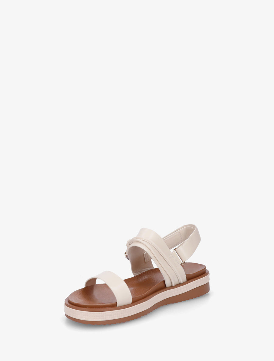 Sandales plates à boucle métallique fantaisie - Beige - 3