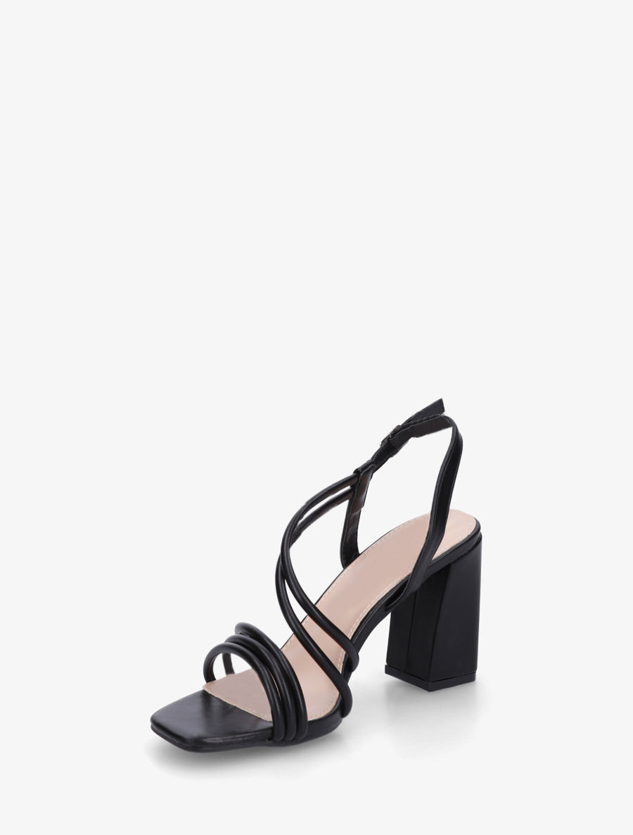 Sandales à talon et brides fines - Noir - 3