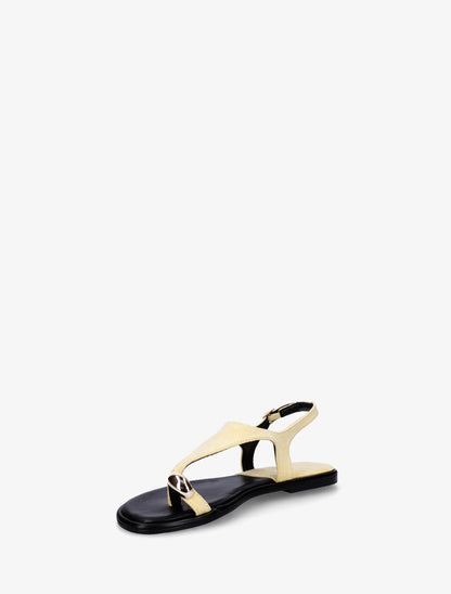 Nu-pieds en suédine à entredoigt et bague métallique - Jaune - 3