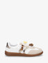Sneakers à empiècement fleurs et bandes contrastantes - Blanc - 1