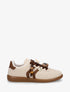 Sneakers à empiècement fleurs et bandes contrastantes - Beige - 1