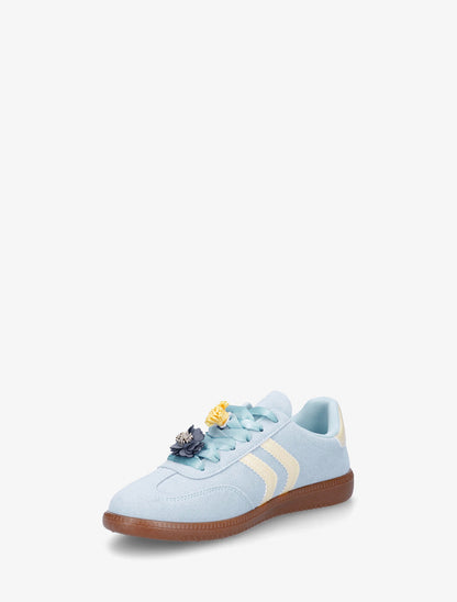 Sneakers à empiècement fleurs et bandes contrastantes - Bleu ciel - 3