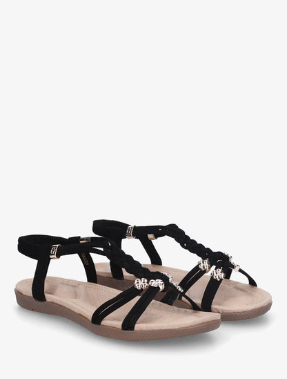 Nu-pieds confort à empiècement bijoux - Noir - 4