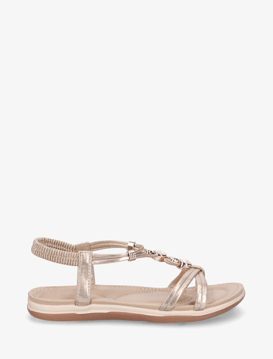 Nu-pieds confort à tour de cheville élastiquée - Or - 1