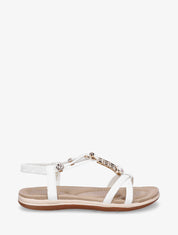 Nu-pieds à empiècement bijoux - Blanc - 1