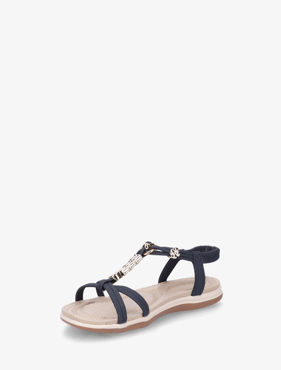 Nu-pieds à empiècement bijoux - Marine - 3