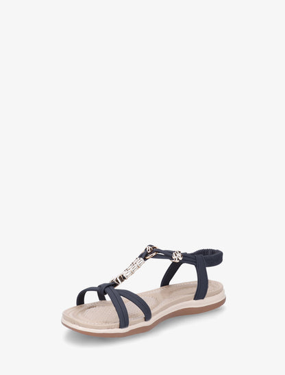Nu-pieds à empiècement bijoux - Marine - 3