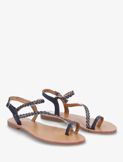Nu-pieds tressés et irisés à entredoigt - Marine - 4