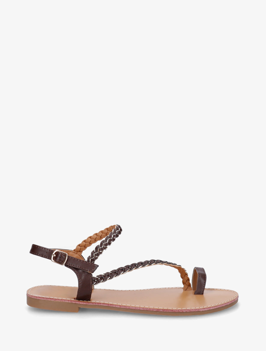 Nu-pieds tressés et irisés à entredoigt - Marron - 1