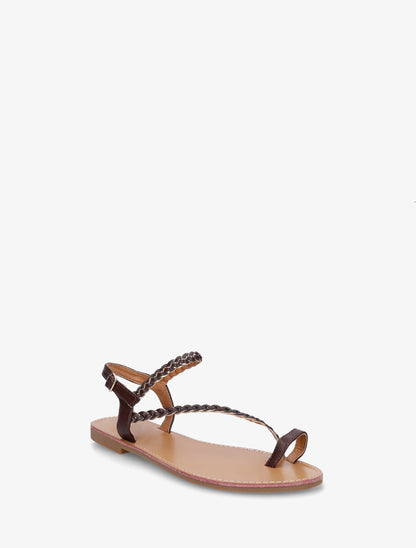 Nu-pieds tressés et irisés à entredoigt - Marron - 2