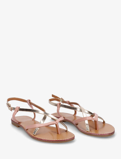Nu-pieds effet craquelé à brides croisées - Rose - 4