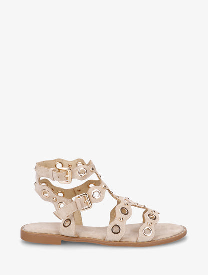 Nu-pieds style spartiates à œillets - Beige - 1