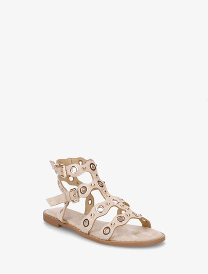 Nu-pieds style spartiates à œillets - Beige - 2