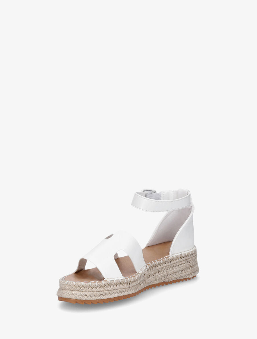 Sandales en simili style espadrilles - Blanc - 3