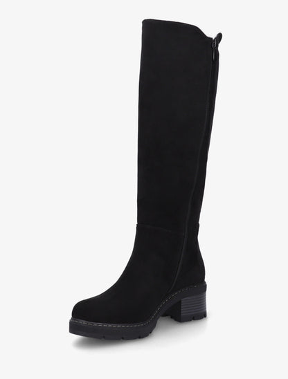 Bottes élastiquées en suédine à bout rond - Noir - 3
