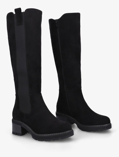 Bottes élastiquées en suédine à bout rond - Noir - 4