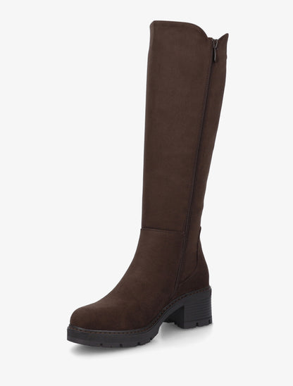 Bottes élastiquées en suédine à bout rond - Marron - 3