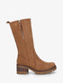 Bottines unies en suédine à zip décoratif - Camel - 1