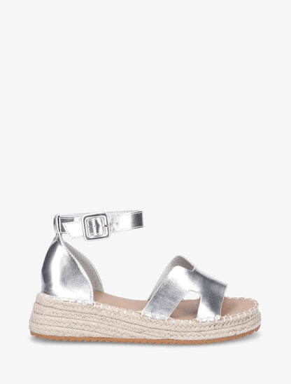 Sandales en simili style espadrilles - Argent - 1