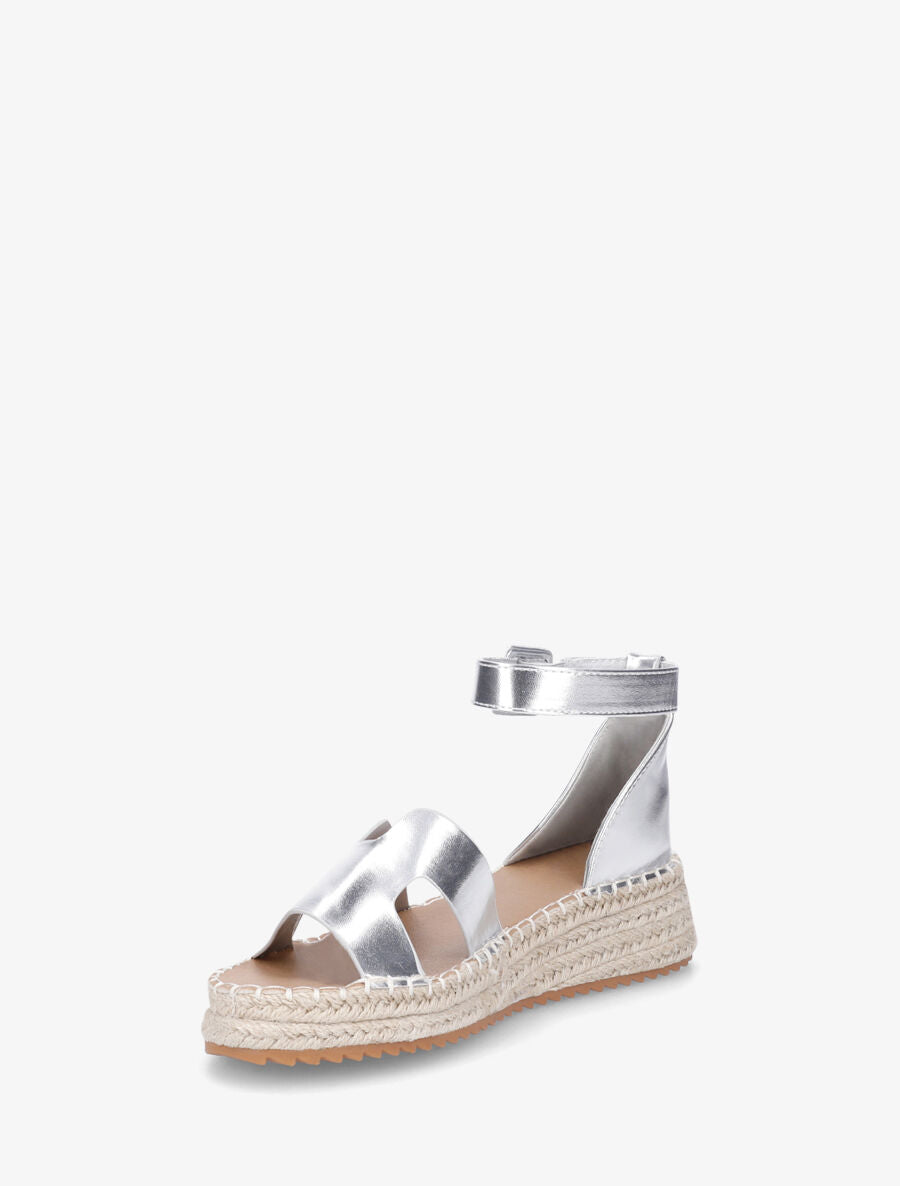 Sandales en simili style espadrilles - Argent - 3