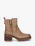 Bottines en suédine à zip décoratif - Taupe - 1