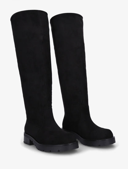 Bottes en suédine unies - Noir - 4