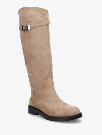 Bottes en suédine style cavalière à sangle - Taupe - 2