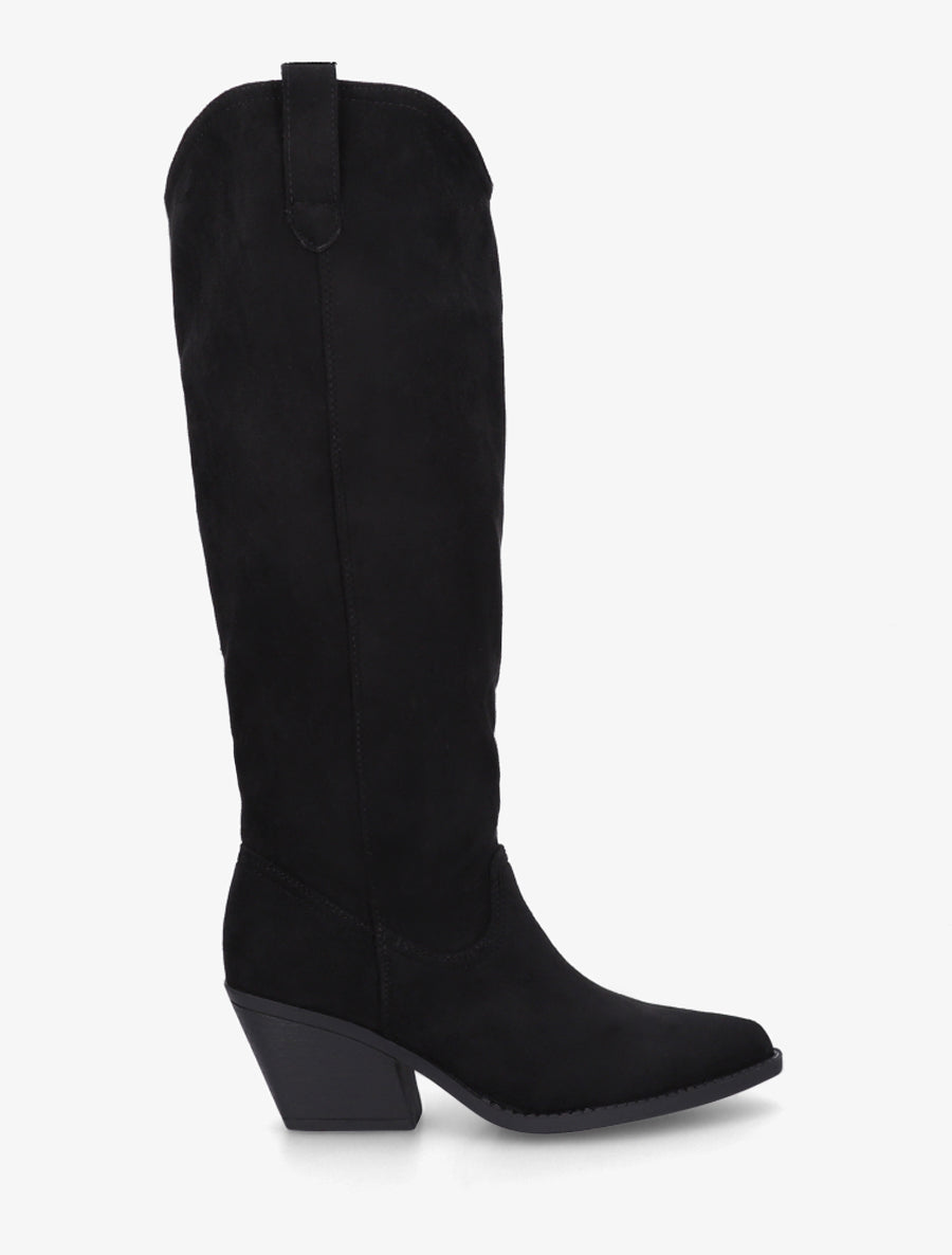 Bottes en suédine style santiag - Noir - 1