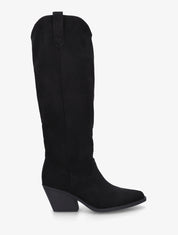 Bottes en suédine style santiag - Noir - 1
