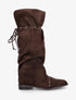 Bottes en suédine à cordons de serrage - Marron - 1