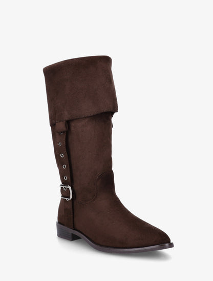 Bottines montantes en suédine à bouts pointus - Marron - 2