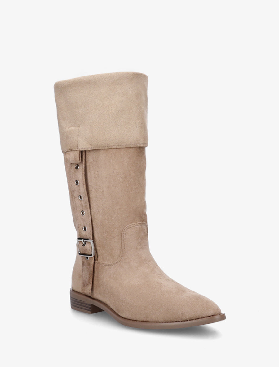 Bottines montantes en suédine à bouts pointus - Taupe - 2