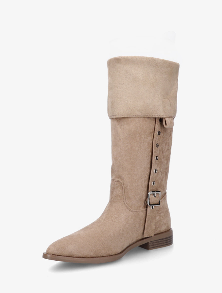 Bottines montantes en suédine à bouts pointus - Taupe - 3