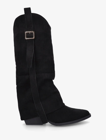 Bottes en suédine à revers - Noir - 1