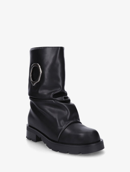 Bottines effet froissé à empiècement métal - Noir - 2